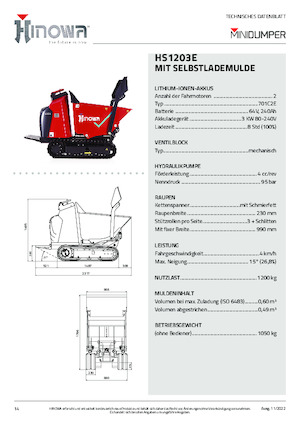 इलेक्ट्रिक ट्रैक्ड डंपर Hinowa HS1203E
