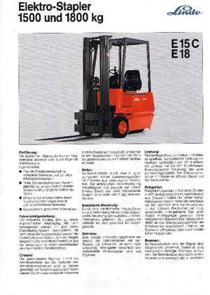 इलेक्ट्रिक फोर्कलिफ्ट Linde E 15 C