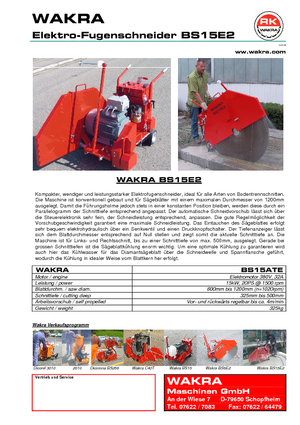 फ्लोर सॉ WAKRA BS 15 E 2