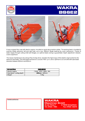 फ्लोर सॉ WAKRA BS 6 E 2/800