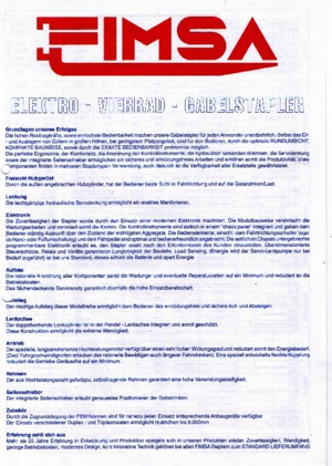 इलेक्ट्रिक फोर्कलिफ्ट Fimsa ET 3012