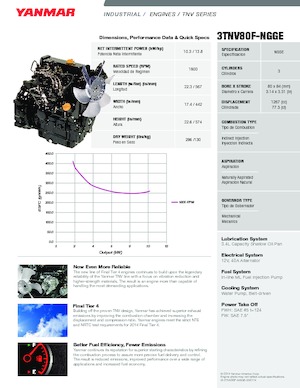 इंजन Yanmar 3TNV80F-NGGE