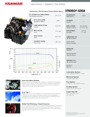 इंजन Yanmar 3TNV80F-SDSA