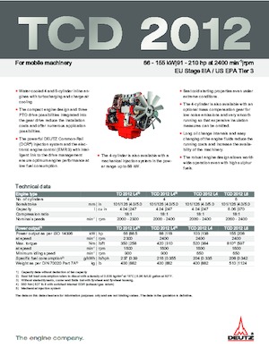 इंजन Deutz TCD 2012 L4