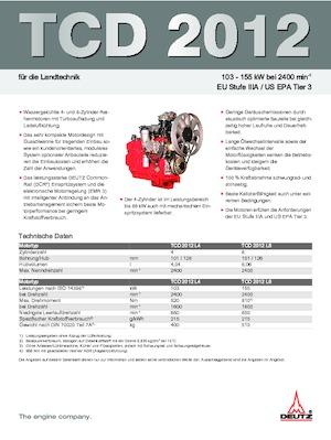 इंजन Deutz TCD 2012 L6