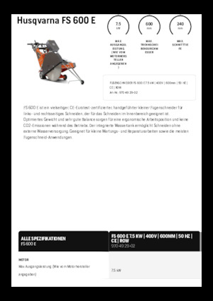 फ्लोर सॉ Husqvarna FS 600 E