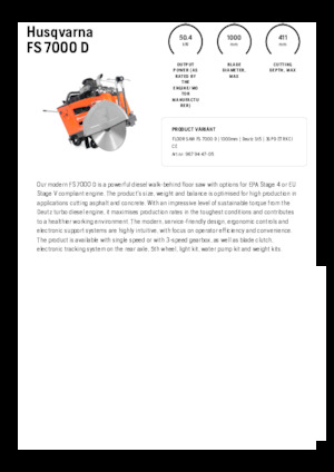 फ्लोर सॉ Husqvarna FS 7000 D