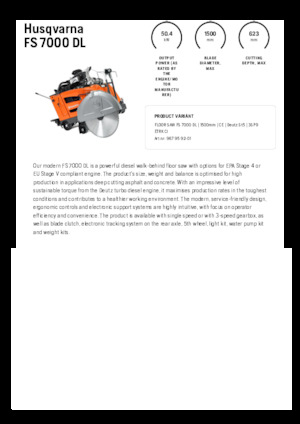 फ्लोर सॉ Husqvarna FS 7000 DL
