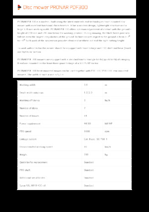 फ्रंट-माउंटेड मोवर - बिना कंडीशनर के डिस्क Pronar PDF 300