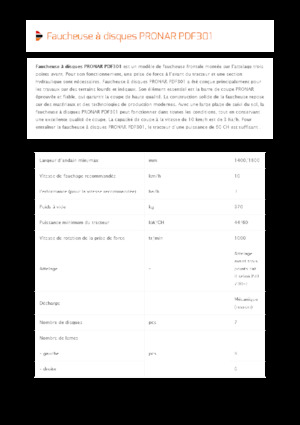 फ्रंट-माउंटेड मोवर - बिना कंडीशनर के डिस्क Pronar PDF 301