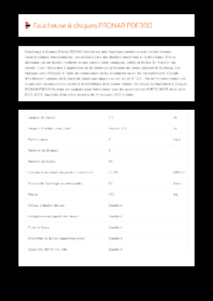 फ्रंट-माउंटेड मोवर - बिना कंडीशनर के डिस्क Pronar PDF 390