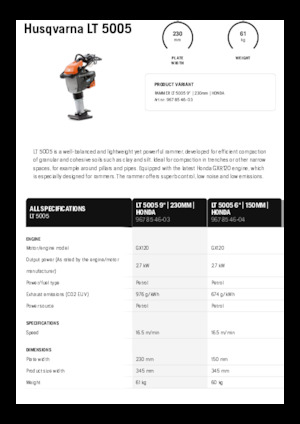 गैसोलीन और डीजल रैमर Husqvarna LT 5005