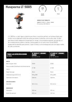 गैसोलीन और डीजल रैमर Husqvarna LT 5005