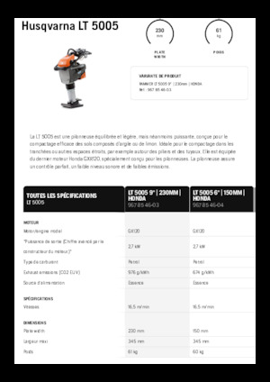 गैसोलीन और डीजल रैमर Husqvarna LT 5005
