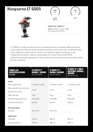 गैसोलीन और डीजल रैमर Husqvarna LT 6005