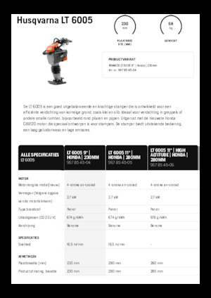 गैसोलीन और डीजल रैमर Husqvarna LT 6005