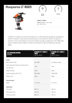 गैसोलीन और डीजल रैमर Husqvarna LT 8005