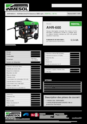 गैसोलीन पावर जनरेटर INMESOL AHR-600-E