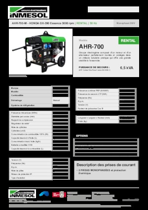 गैसोलीन पावर जनरेटर INMESOL AHR-700-M