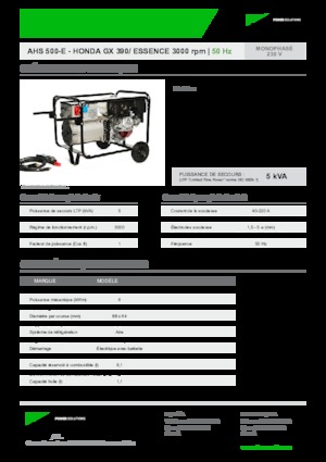 गैसोलीन पावर जनरेटर INMESOL AHS 500-E