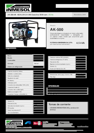 गैसोलीन पावर जनरेटर INMESOL AHS 500-M