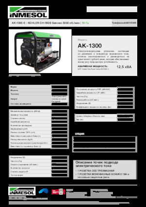 गैसोलीन पावर जनरेटर INMESOL AK-1300-E