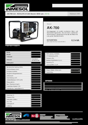 गैसोलीन पावर जनरेटर INMESOL AK-700-CA
