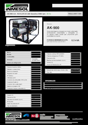 गैसोलीन पावर जनरेटर INMESOL AK-900-CA