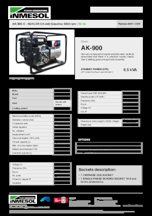 गैसोलीन पावर जनरेटर INMESOL AK-900-E