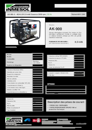 गैसोलीन पावर जनरेटर INMESOL AK-900-E