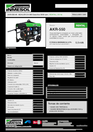 गैसोलीन पावर जनरेटर INMESOL AKR-550-M
