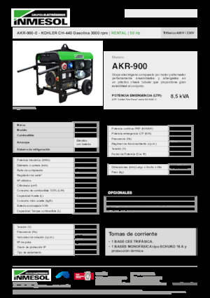 गैसोलीन पावर जनरेटर INMESOL AKR-900-E