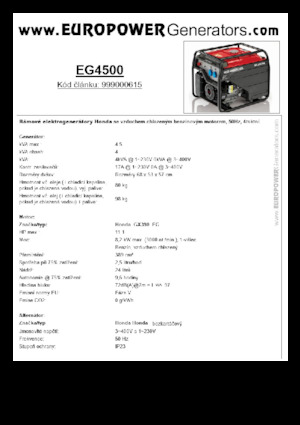 गैसोलीन पावर जनरेटर Europower EG4500