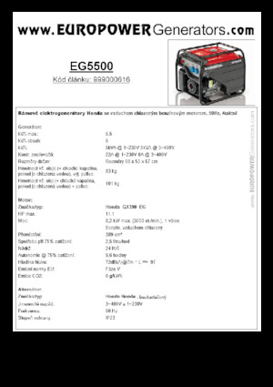 गैसोलीन पावर जनरेटर Europower EG5500