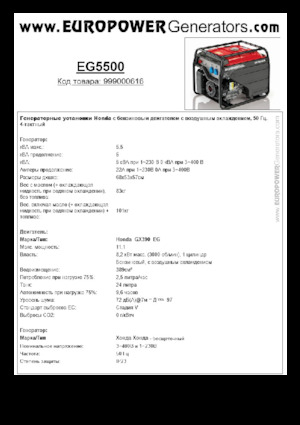 गैसोलीन पावर जनरेटर Europower EG5500