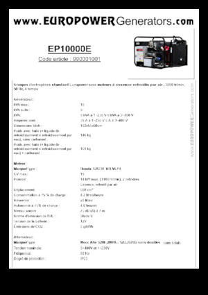गैसोलीन पावर जनरेटर Europower EP10000E (MA)