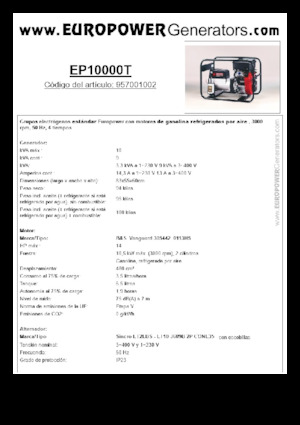 गैसोलीन पावर जनरेटर Europower EP10000T (S)