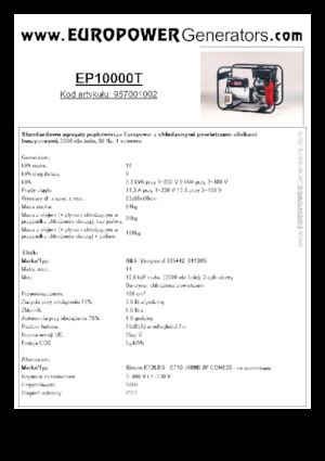 गैसोलीन पावर जनरेटर Europower EP10000T (S)