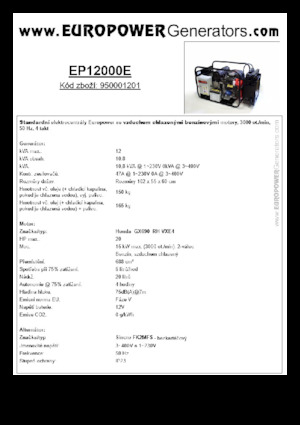 गैसोलीन पावर जनरेटर Europower EP12000E (S)