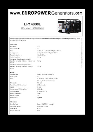 गैसोलीन पावर जनरेटर Europower EP14000E (S)