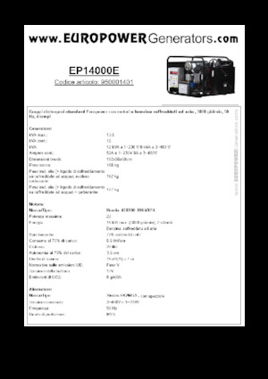 गैसोलीन पावर जनरेटर Europower EP14000E (S)