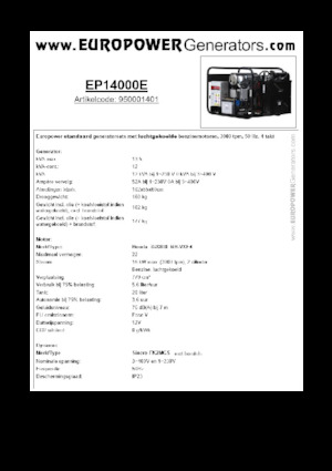गैसोलीन पावर जनरेटर Europower EP14000E (S)