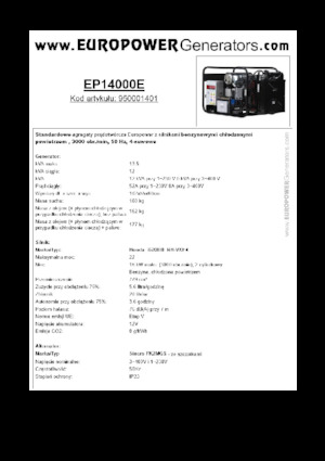 गैसोलीन पावर जनरेटर Europower EP14000E (S)