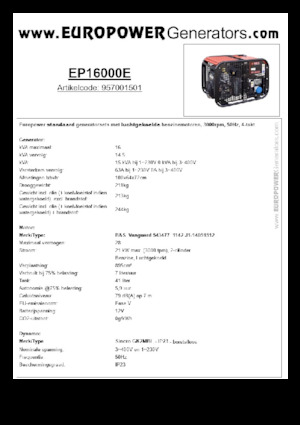 गैसोलीन पावर जनरेटर Europower EP16000E (S)