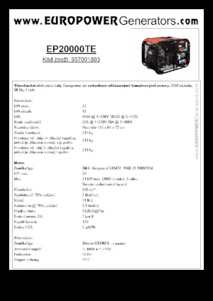 गैसोलीन पावर जनरेटर Europower EP20000TE (S)