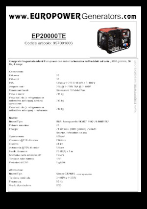 गैसोलीन पावर जनरेटर Europower EP20000TE (S)