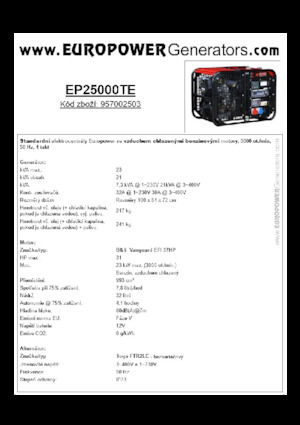 गैसोलीन पावर जनरेटर Europower EP25000TE (S)