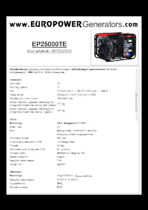 गैसोलीन पावर जनरेटर Europower EP25000TE (S)