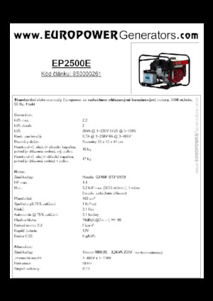 गैसोलीन पावर जनरेटर Europower EP2500E (S)