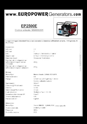 गैसोलीन पावर जनरेटर Europower EP2500E (S)